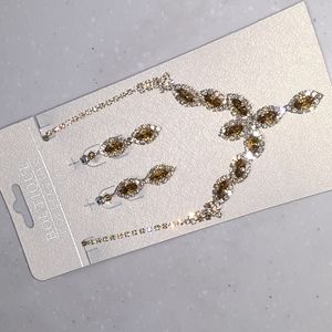 Rhinestone Necklace & Earrings Set